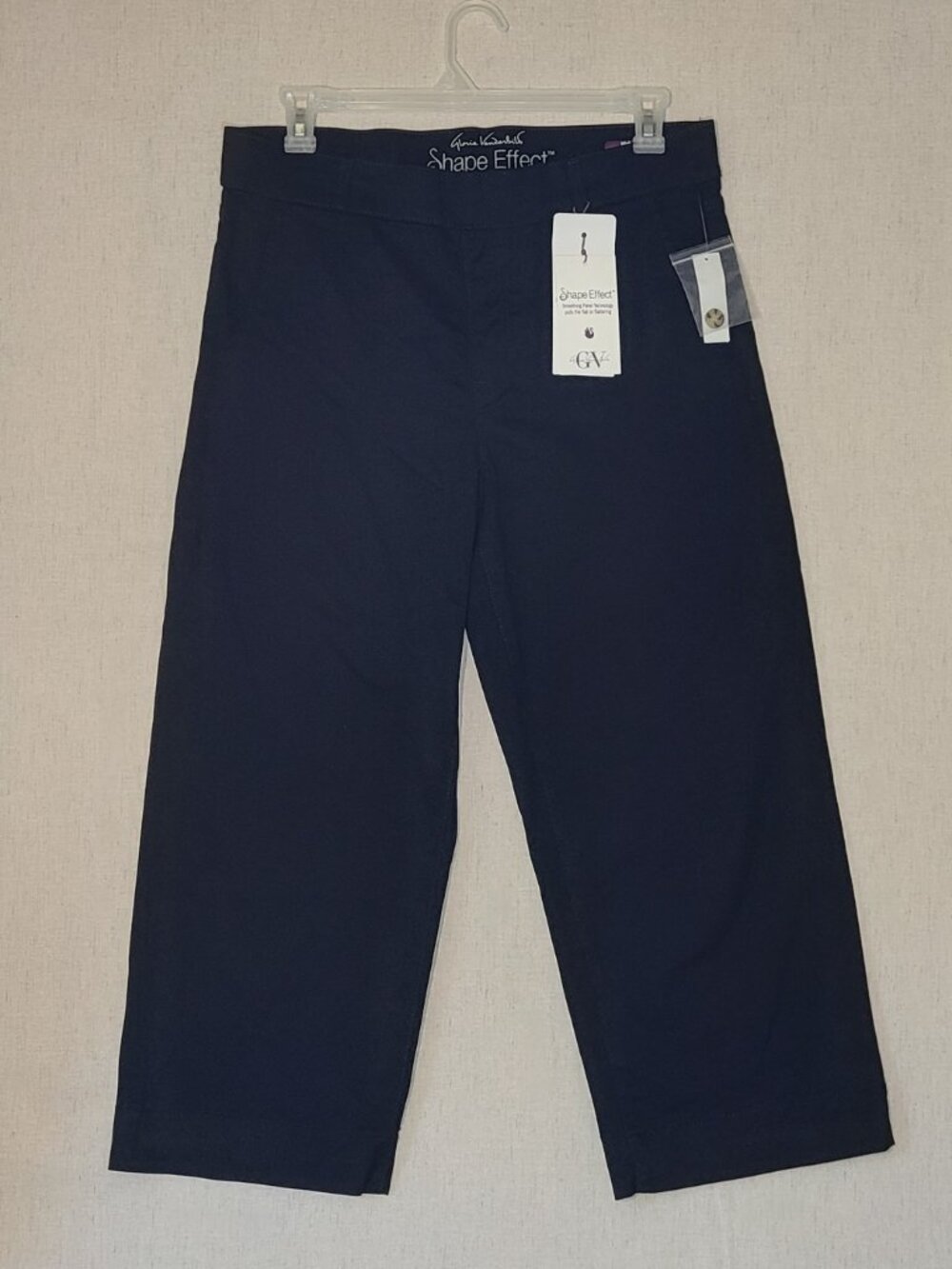 NWT Gloria Vanderbilt Jeans 14 Shape Effect Hi-Rise Wide Leg Crop Black Stretch